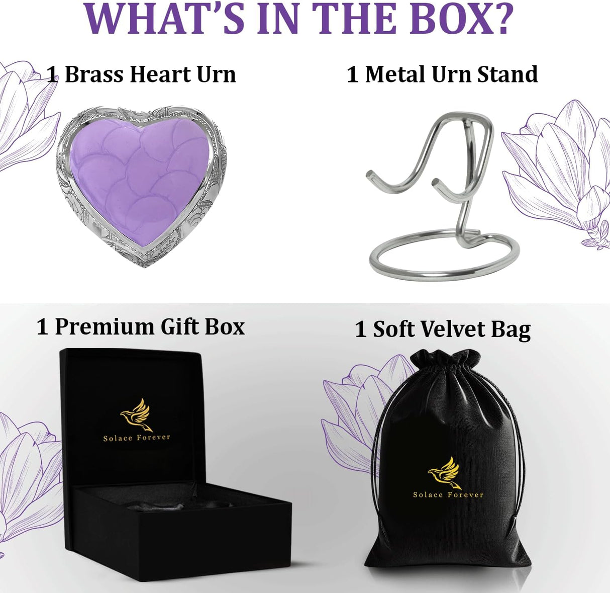 Small Urns for Human Ashes Keepsake - Memorial Keepsake Urn for Ashes for Women & Men - Heart Urn with Stand & Box - Honor Your Loved One with Mini Heart Shaped Urns (Lavender, Small)