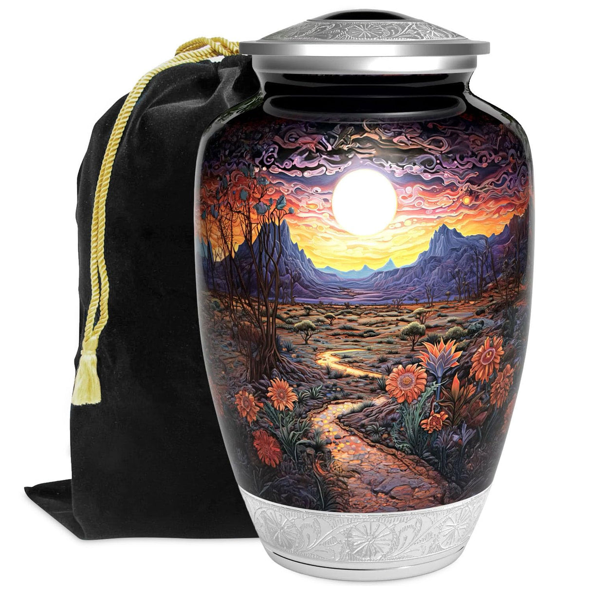 American US Flag Patriotic Eagle Urn for Human Ashes | Large Handcrafted Funeral Memorial | Decorative Cremation Urn for Women and Men