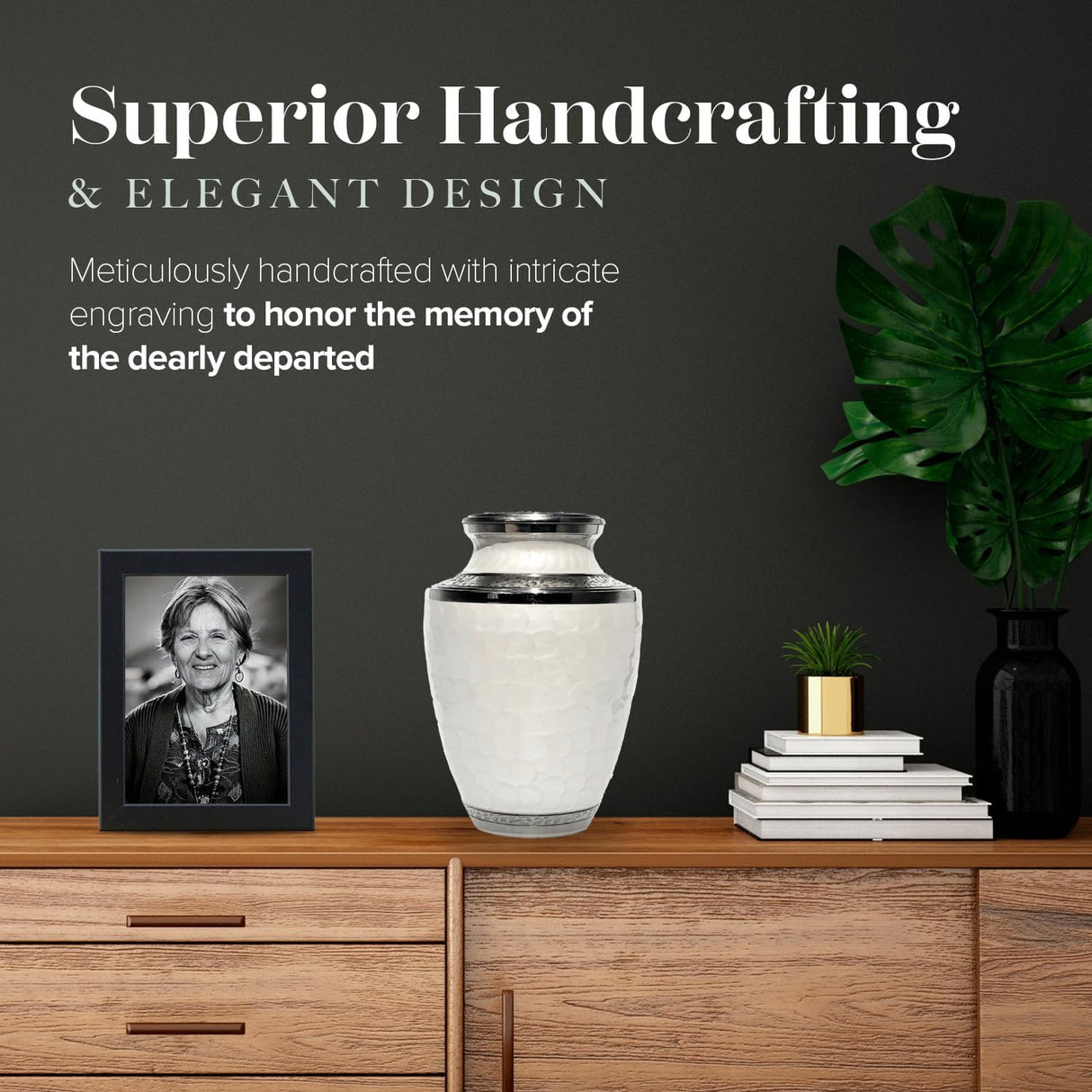 Eternal Harmony Large Urn for Ashes, Adult Male & Female Cremation Urn for Human Ashes with Elegant Finishes, Secure Seal & Velvet Bag, Funeral Vase for Men & Women Up to 200 lbs