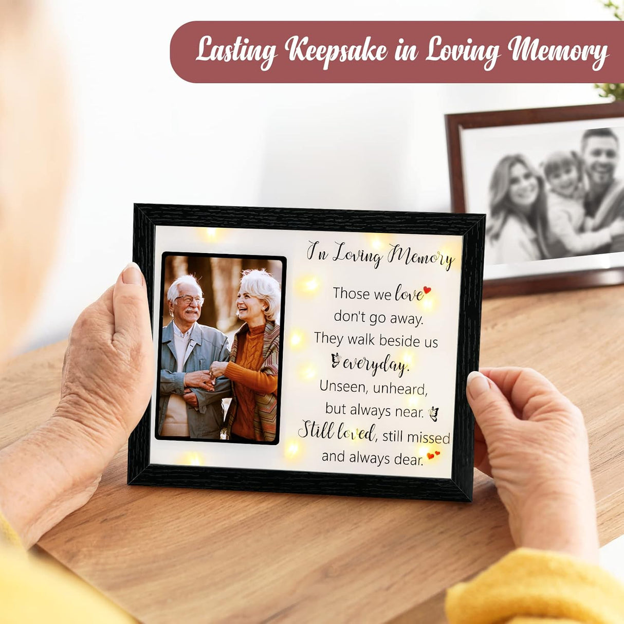 LED Shadow Box 4x6 - Memorial Picture Frame for Loss of Mother, Father, Loved One - Bereavement Gift