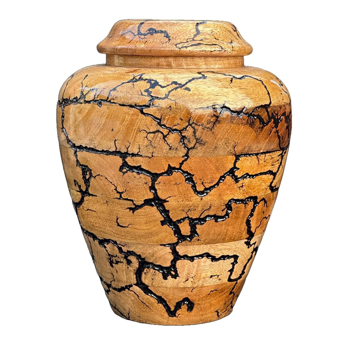 Wooden Cremation Urn for Human Ashes Handcrafted Urn for Adult Men & Women Memorial Urn for Ashes Decorative Burial & Funeral Urn (Hand Curving Border, Large 250lbs)