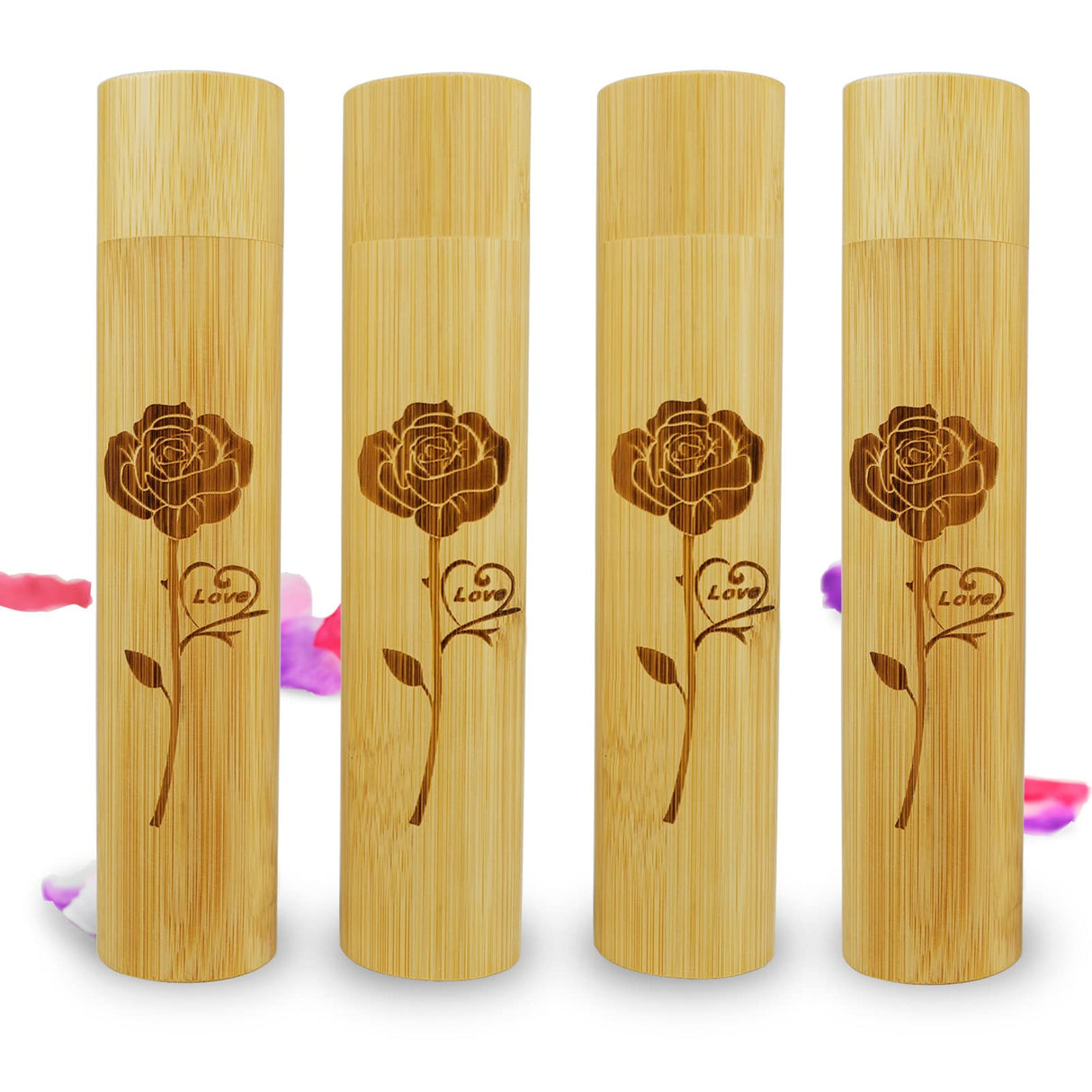 Set of 4 Small Bamboo Scattering Urn Tube for Human Ashes, ECO & Biodegradable Friendly Mini Bamboo Spreading Cremation Tube Urn for Adult Male Female Ashes