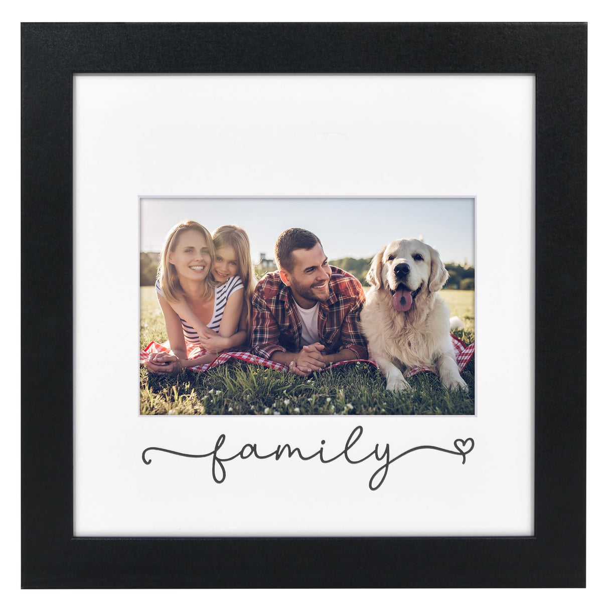 Americanflat Memorial Picture Frame with Shatter-Resistant Glass - Use as 4x6 Picture Frame with 3 Interchangeable Mats or Display 8x8 Photos without Mat - Signature Collection - Funeral Gifts - Black
