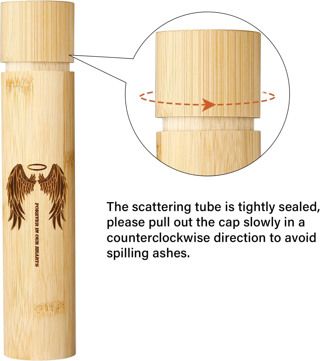 Bamboo Scattering Urns for Human Ashes,Eco Friendly Biodegradable Urn for Human Ashes,9''x2'' Small Scattering Tubes for Human Adult Ashes (Set of 4,Angel Wings Pattern)