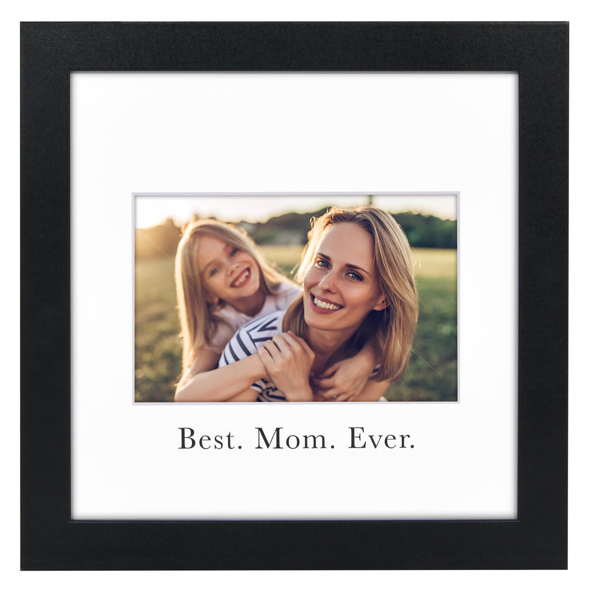 Americanflat Memorial Picture Frame with Shatter-Resistant Glass - Use as 4x6 Picture Frame with 3 Interchangeable Mats or Display 8x8 Photos without Mat - Signature Collection - Funeral Gifts - Black