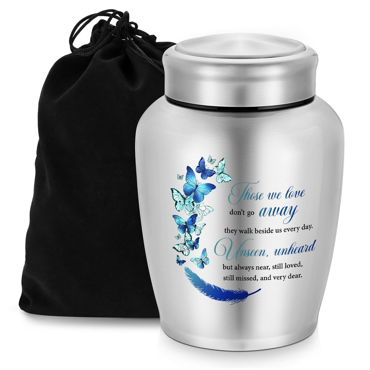 XIUDA Cremation Urns for Human Ashes Adult Male and Female, Memorial Decorative Burial Urn, Stainless Steel Angel Wings Keepsake Urn Human Ashes Up to 220 lbs