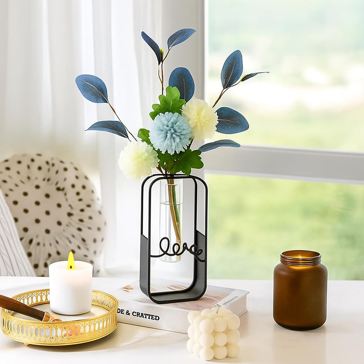 Plant Urn with Hydroponics Glass Vase, Small Urns for Human Ashes Keepsake, Memorial Keepsake Urn for Human Ashes, Mini Urns Small Urn for Ashes, Black