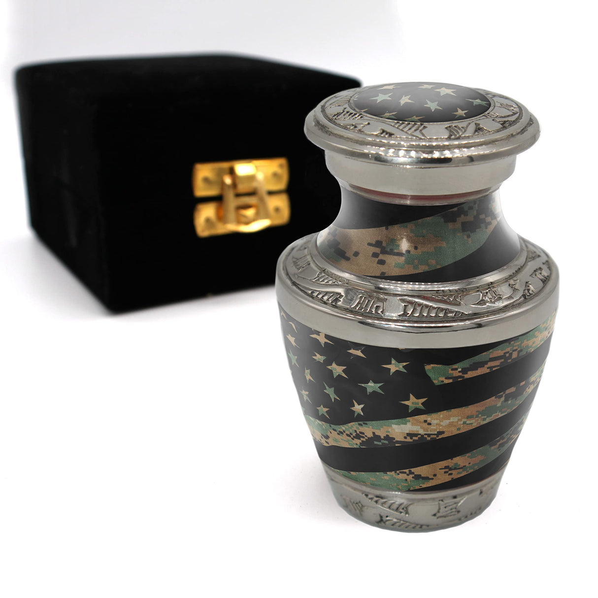 Military Cremation Urn for Ashes Adult Male - Beautifully Handcrafted Decorative Urns & Personalized Army Urns for Human Ashes Adult Man Traditional Camouflage