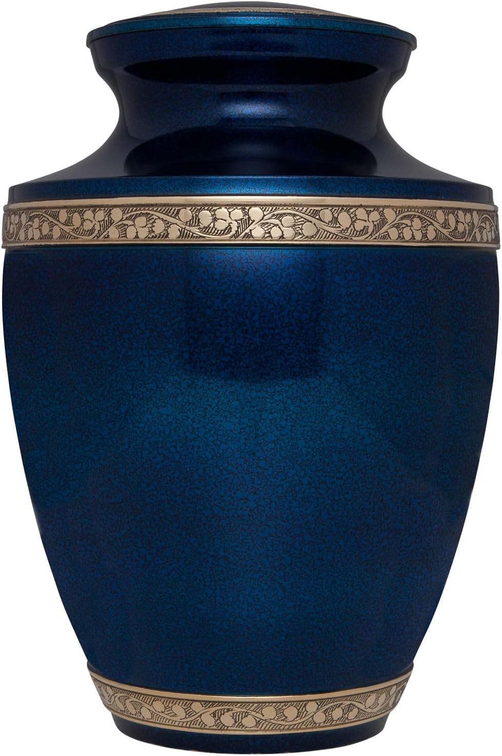 Blue Funeral Cremation Urn for Human Ashes - Hand Made in Brass - Suitable for Cemetery Burial or Niche - Large Size fits Remains of Adults up to 200 lbs - Torino Model