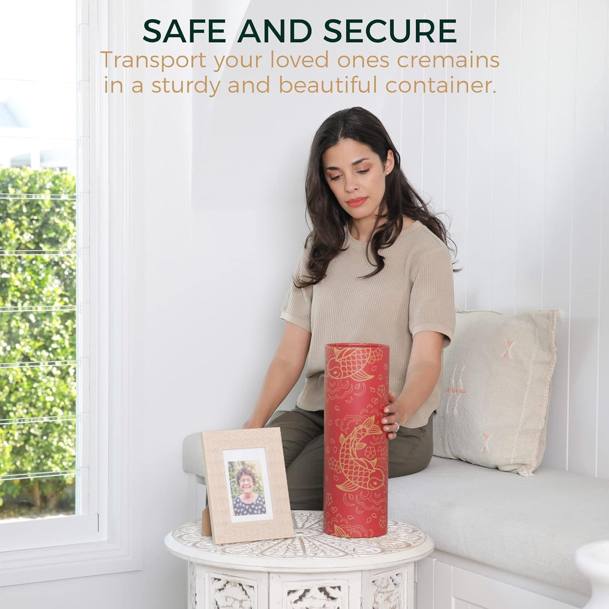 Scattering Tubes for Human Ashes - Cremation Urns for Burial, Travel, Transport Or Spreading Cremains - Cabin-Safe Red Memorial Container & Keepsake - Red Fish Design Large 14.8” x 5”