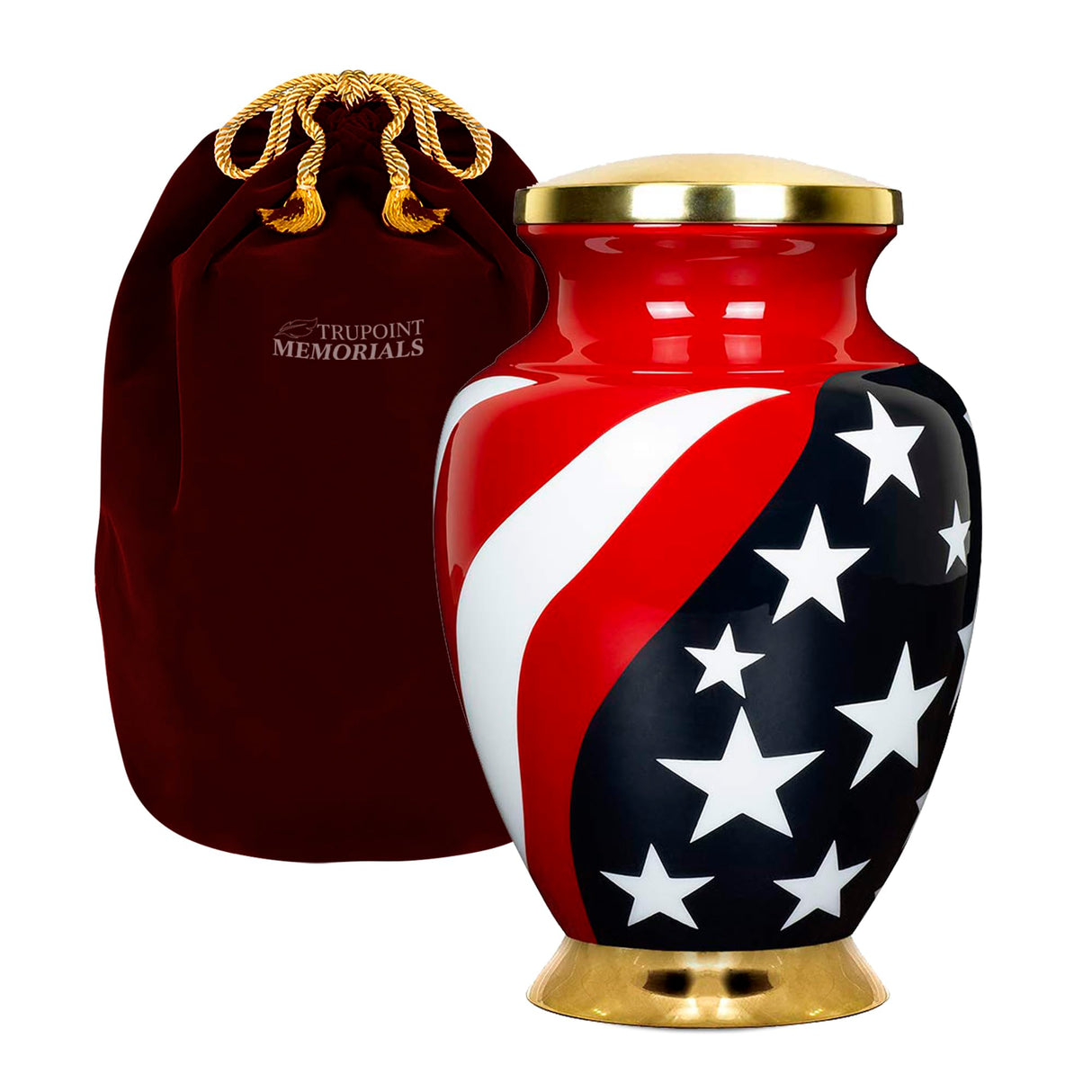 Trupoint Memorials Cremation Urns for Human Ashes, Military and Patriotic Decorative Burial Urn for Veteran Adult Men and Women, Large Blue