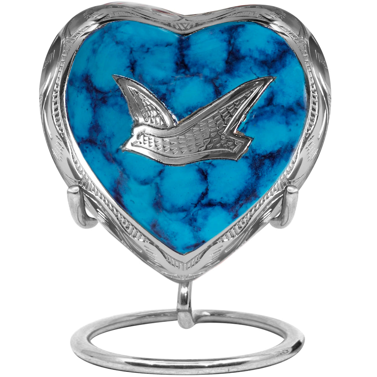 Trupoint Memorials Small Urns for Human Ashes Keepsake, Mini Heart Urn with Stand, Decorative Cremation Urns for Adult Men & Women – Medium Hummingbird Heart Stand