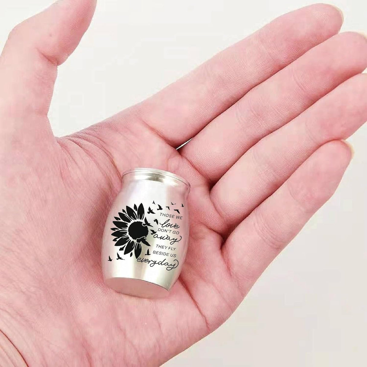CREATCABIN Sunflower Ashes Urn Keepsake Butterflies Cremation Urn Mini Urns Stainless Steel Memorial Ashes Holder Container Jar for Human Ashes Dad Remains 1.18x1.57 Inch-Those We Love Don't Go Away