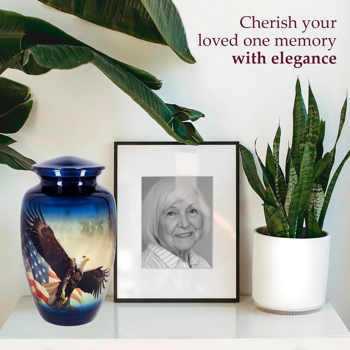 Trupoint Memorials Cremation Urns for Human Ashes, Military and Patriotic Decorative Burial Urn for Veteran Adult Men and Women, Large Blue