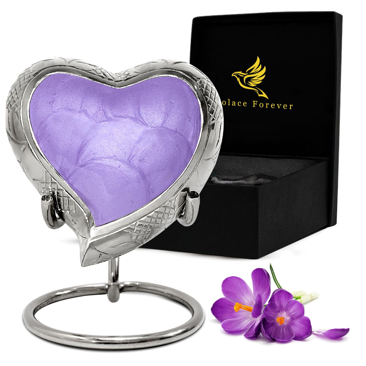 Small Urns for Human Ashes Keepsake - Memorial Keepsake Urn for Ashes for Women & Men - Heart Urn with Stand & Box - Honor Your Loved One with Mini Heart Shaped Urns (Lavender, Small)