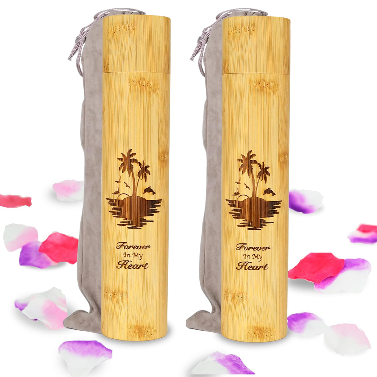 Set of 4 Small Bamboo Scattering Urn Tube for Human Ashes, ECO & Biodegradable Friendly Mini Bamboo Spreading Cremation Tube Urn for Adult Male Female Ashes