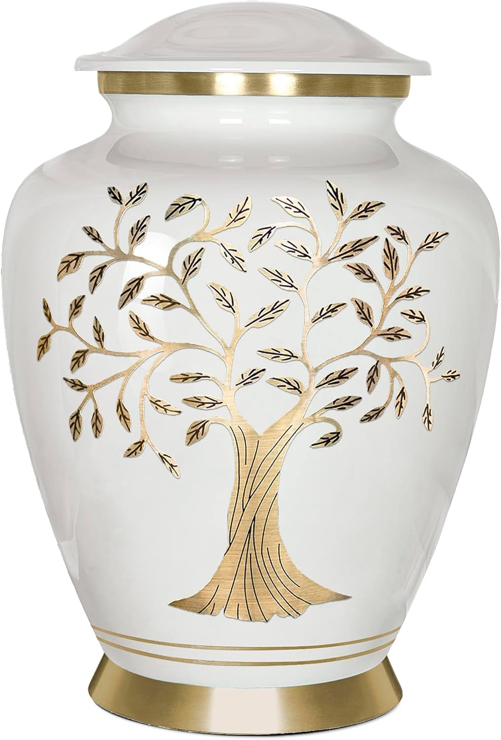 Trupoint Memorials Cremation Urns for Human Ashes, Tree of Life Decorative Burial Urn for Adult Men and Women, Large White