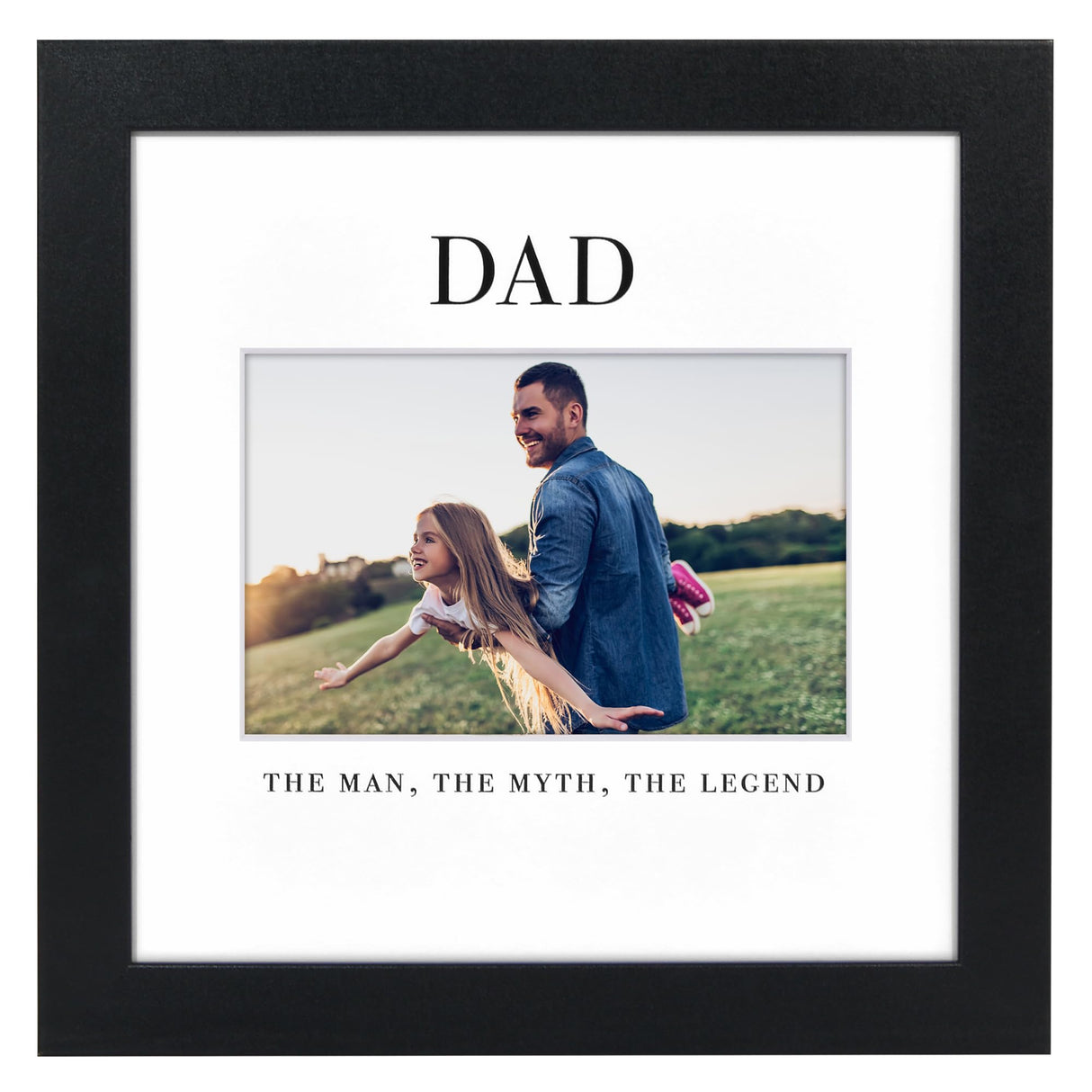 Americanflat Memorial Picture Frame with Shatter-Resistant Glass - Use as 4x6 Picture Frame with 3 Interchangeable Mats or Display 8x8 Photos without Mat - Signature Collection - Funeral Gifts - Black