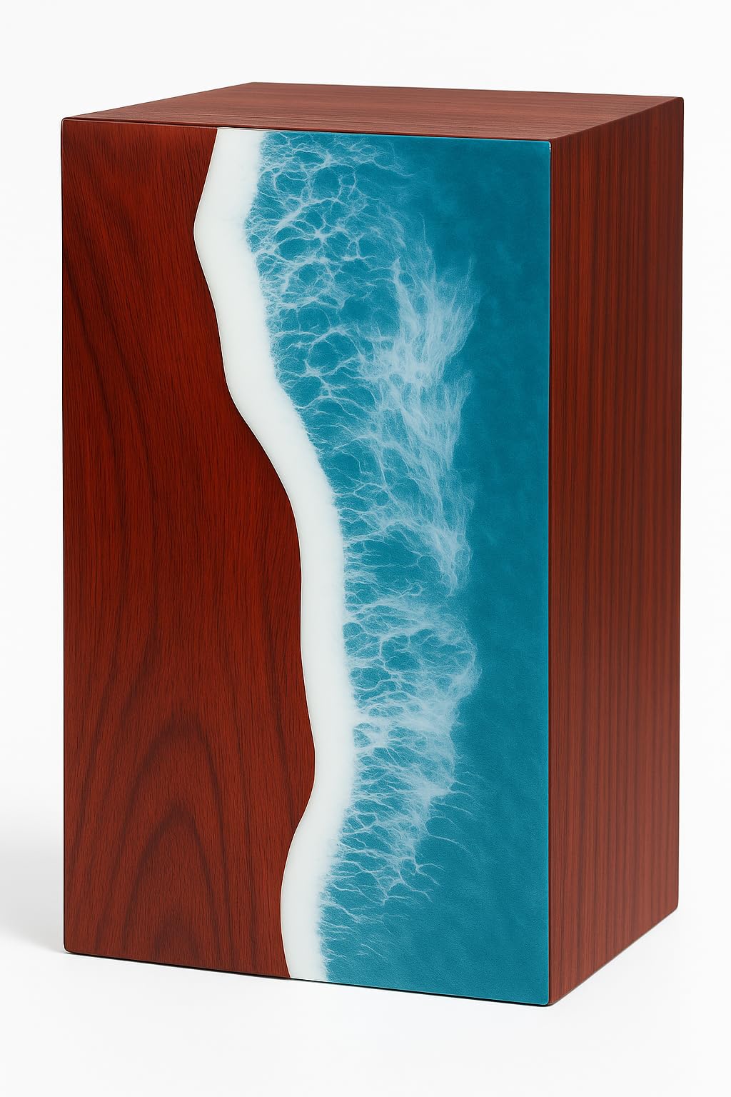 Handcrafted Wooden Cremation Urn with Ocean Epoxy Resin Design – Unique Funeral Urn for Human Ashes – Memorial Ashes Box (Rosewood Black, (Large - 11.25" Hx6.25 W (250 Cu/in))
