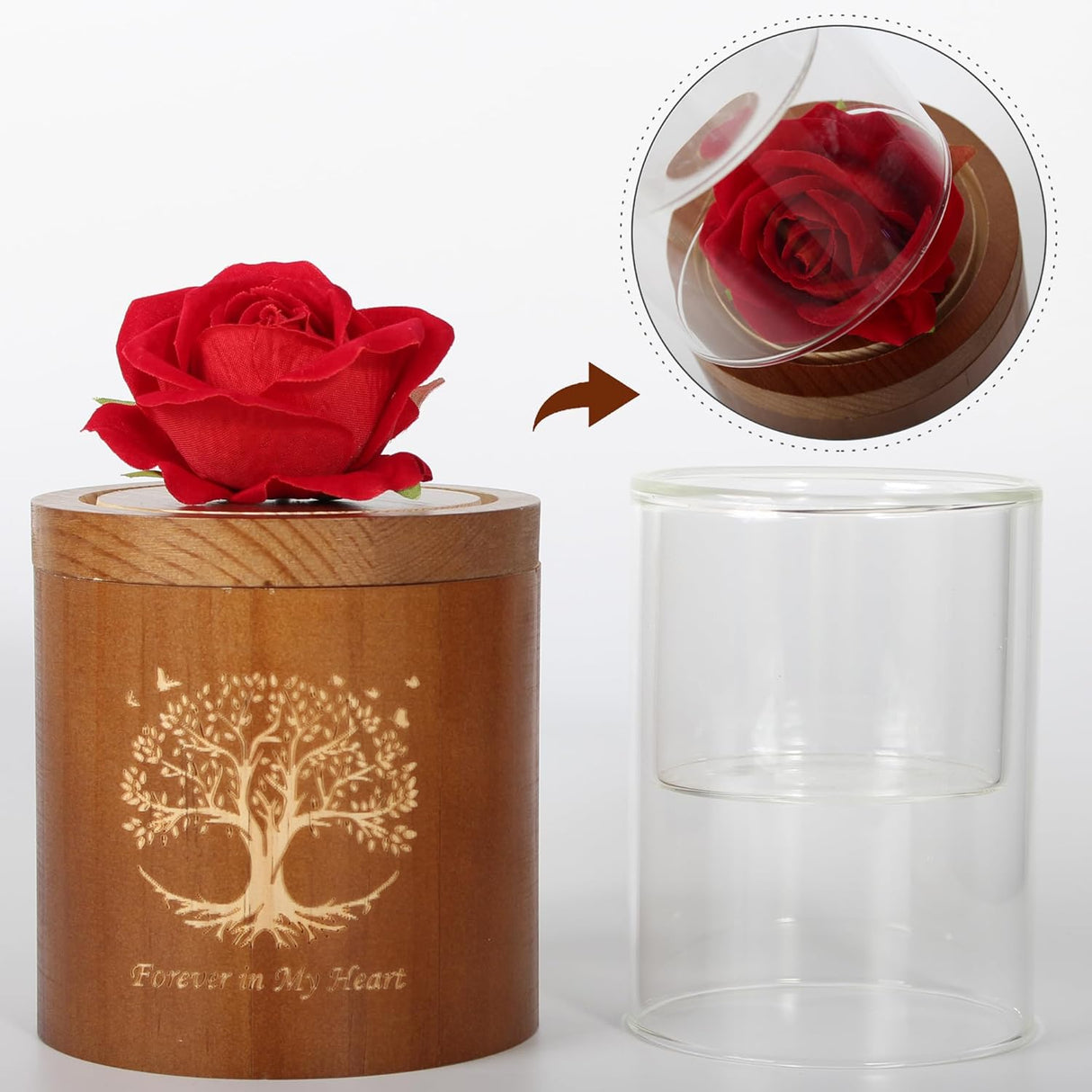 Plant Urn Wooden Tree of Life Urns with Candelabra Or Glass Planter,Small Urns for Human Ashes Keepsake,Memorial Keepsake Urn for Human Ashes,Small Cremation Earn for Adult Male Female