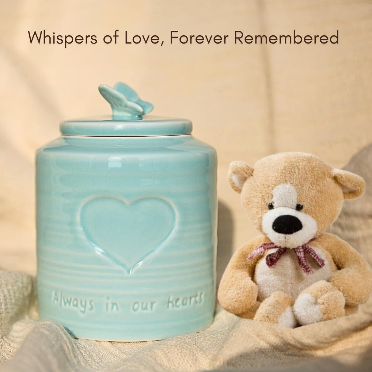 LASTINGTAILS Baby urn Blue Butterfly&Heart Urn for Baby Boy Ashes small urn for human ahses
