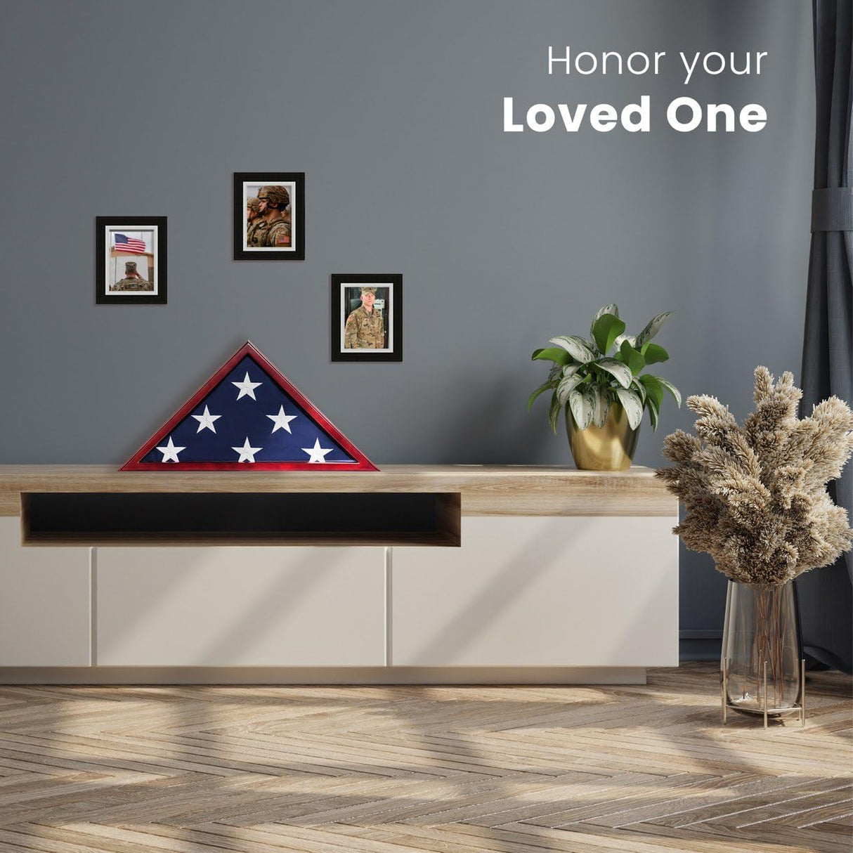 Glass Front Flag Display Case for Burial Flag - Wall Mounted 9.5 X 5 Feet Flag Box for American Veteran Flag and Folded Flag Display - Ideal for Honoring Military Service (Mahogany)