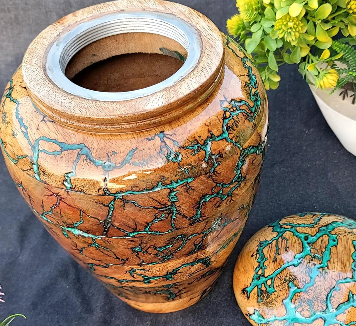 Resin and Wooden Cremation Urn for Human Ashes Male/Female, Cremation Adult Funeral Urn Box, Personalized Urn for Human Ashes - Custom Urn for Ashes (Small)