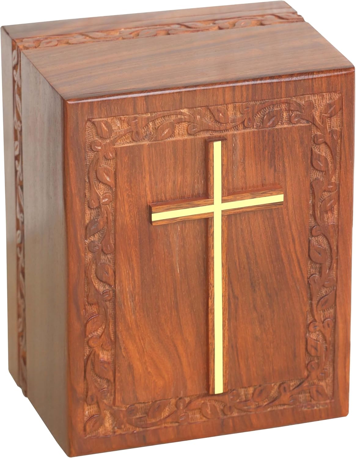Rosewood Handmade Urn Box for Large Ashes - 280 Cubic Inches with Bottom Opening System