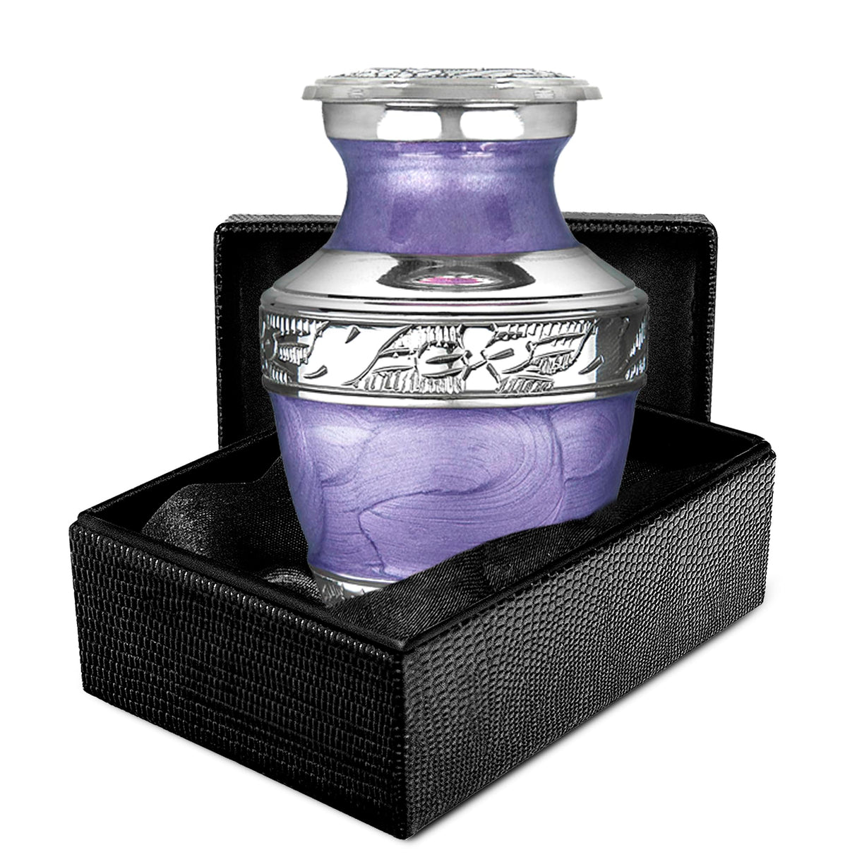 Trupoint Memorials Cremation Urn for Ashes for Women Female, Urns for Human Ashes Male, Engraved Mother of Pearl Funeral Urn for Adult Man, Silver Lining Large White