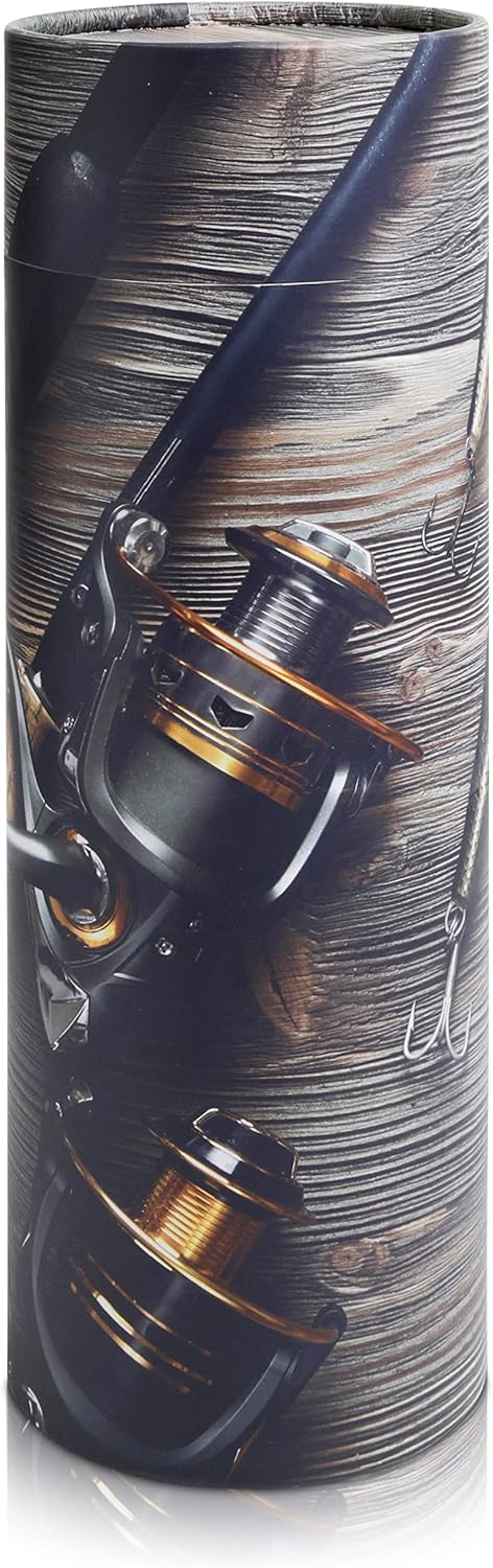 Scattering Tubes for Human Ashes - Cremation Urns for Burial, Travel, Transport & Spreading Cremains - Cabin-Safe Grey Memorial Container Keepsake - Grey Fishing Design Large 14.8" x 5"