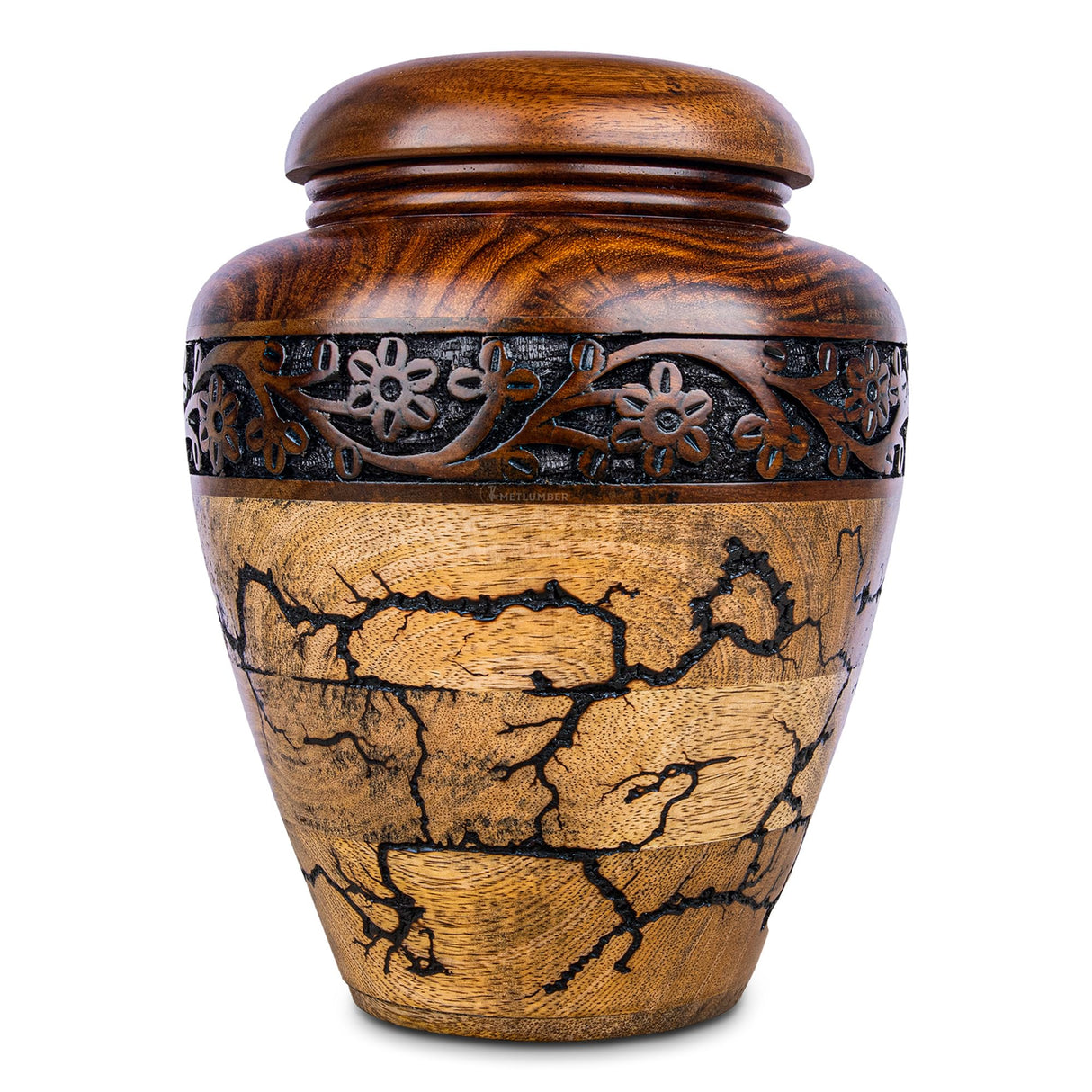Cremation Urn for Human Ashes Adult Male or Female, Wooden Urn, Hand Carved Memorial, Large Adult Urn, Burial Urn, Wood Turned Casket for Men Women, Funeral Urn for Ashes (Keepsake 15 Cu/in)