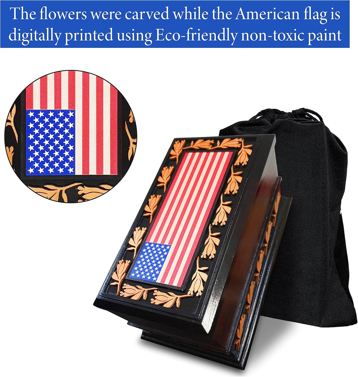 Urns for Ashes - Patriotic Cremation Urn with American Flag - Enduring Ashes Keepsake - Decorative Urns for a Lasting Tribute
