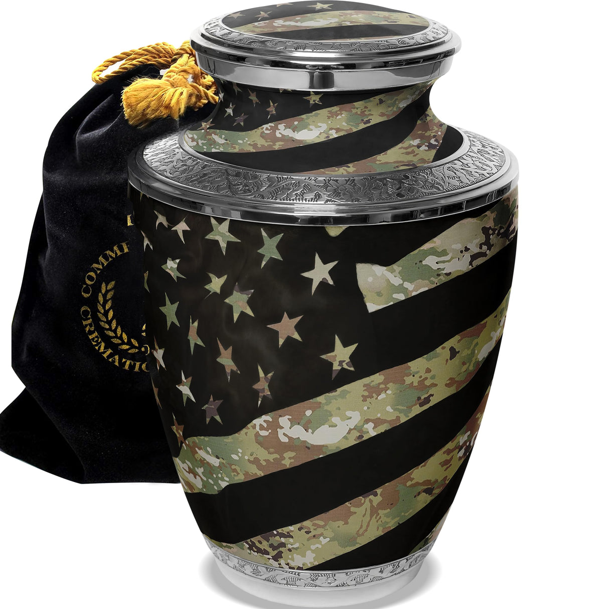 Military Cremation Urn for Ashes Adult Male - Beautifully Handcrafted Decorative Urns & Personalized Army Urns for Human Ashes Adult Man Traditional Camouflage