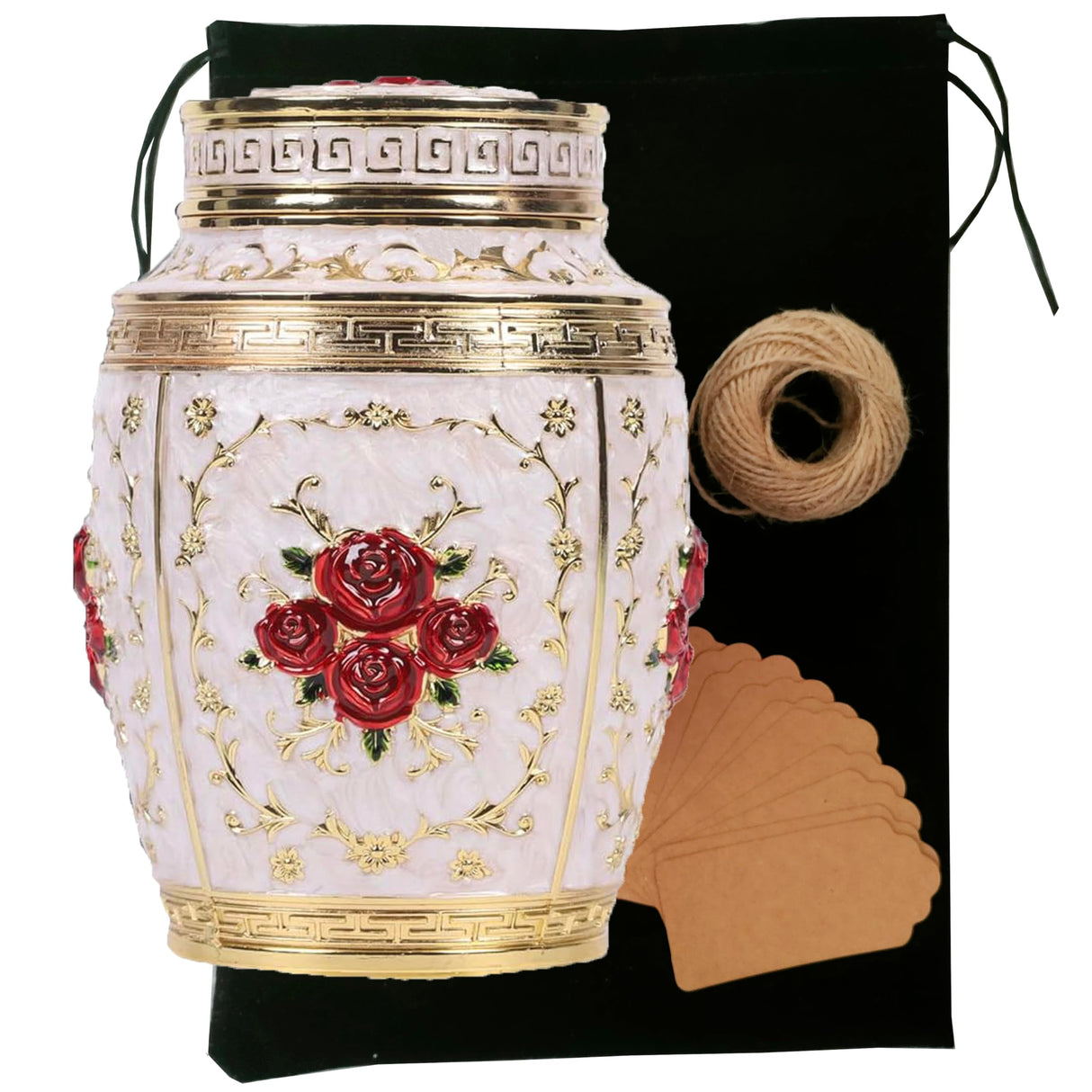 Keepsake Rose Urns for Human Ashes Medium Cremation Burial Urn for Adult Human Ashes Beautiful Zinc Alloy Decorative Funeral Urns, 7.1" H x 4.7" L(Bronze)