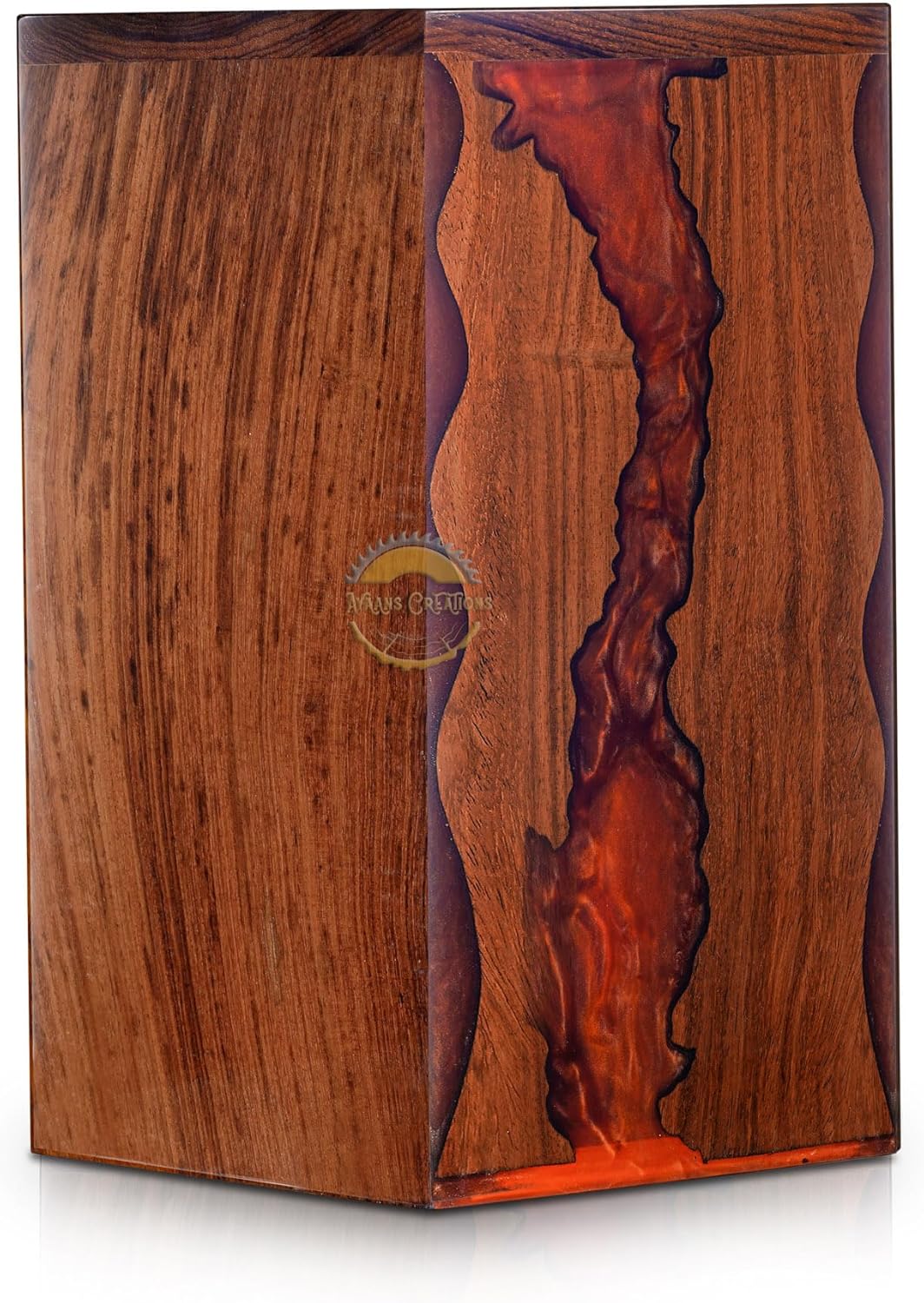 Handcrafted Rosewood Red Epoxy Resin Memorial Urn Box - Elegant Remembrance Keepsake for Ashes - Unique Wood Cremation Urn - Sympathy Gift (11X6X6(200Cu/in))