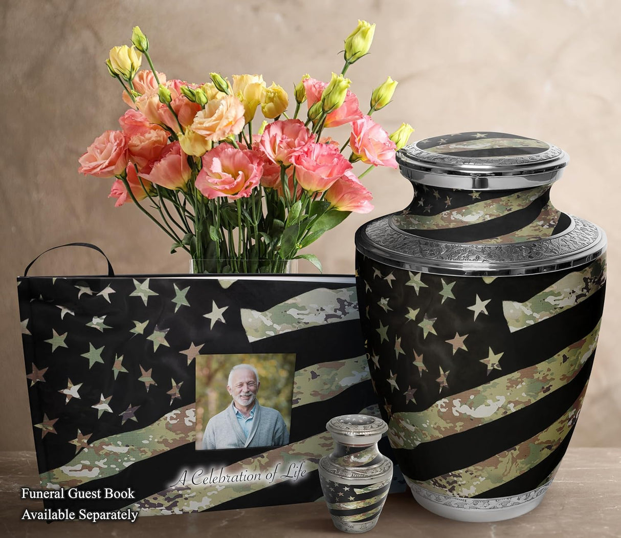Army Cremation Urn for Ashes Adult Male - Beautifully Handcrafted Decorative Urns & Personalized Military Urns for Human Ashes Adult Man OCP