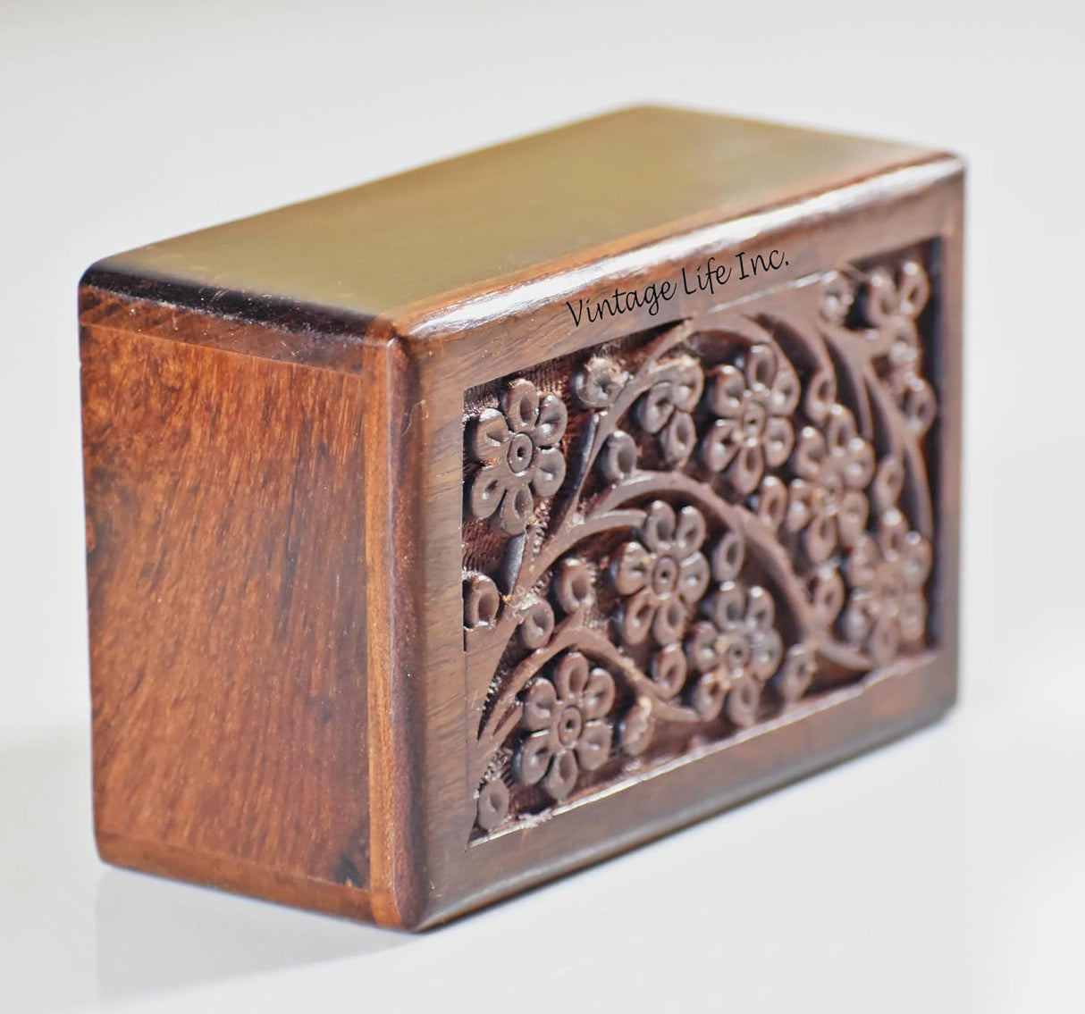 Hand Carved Wooden Cremation Urns for Human Ashes Adult & Pets, Memorial Urn Box, Keepsake for Burial/Funeral Ashes, Tree of Life Urn, Capacity 38" Cu/in (Medium 6.25 x 4.25 x 2.8 Inch)