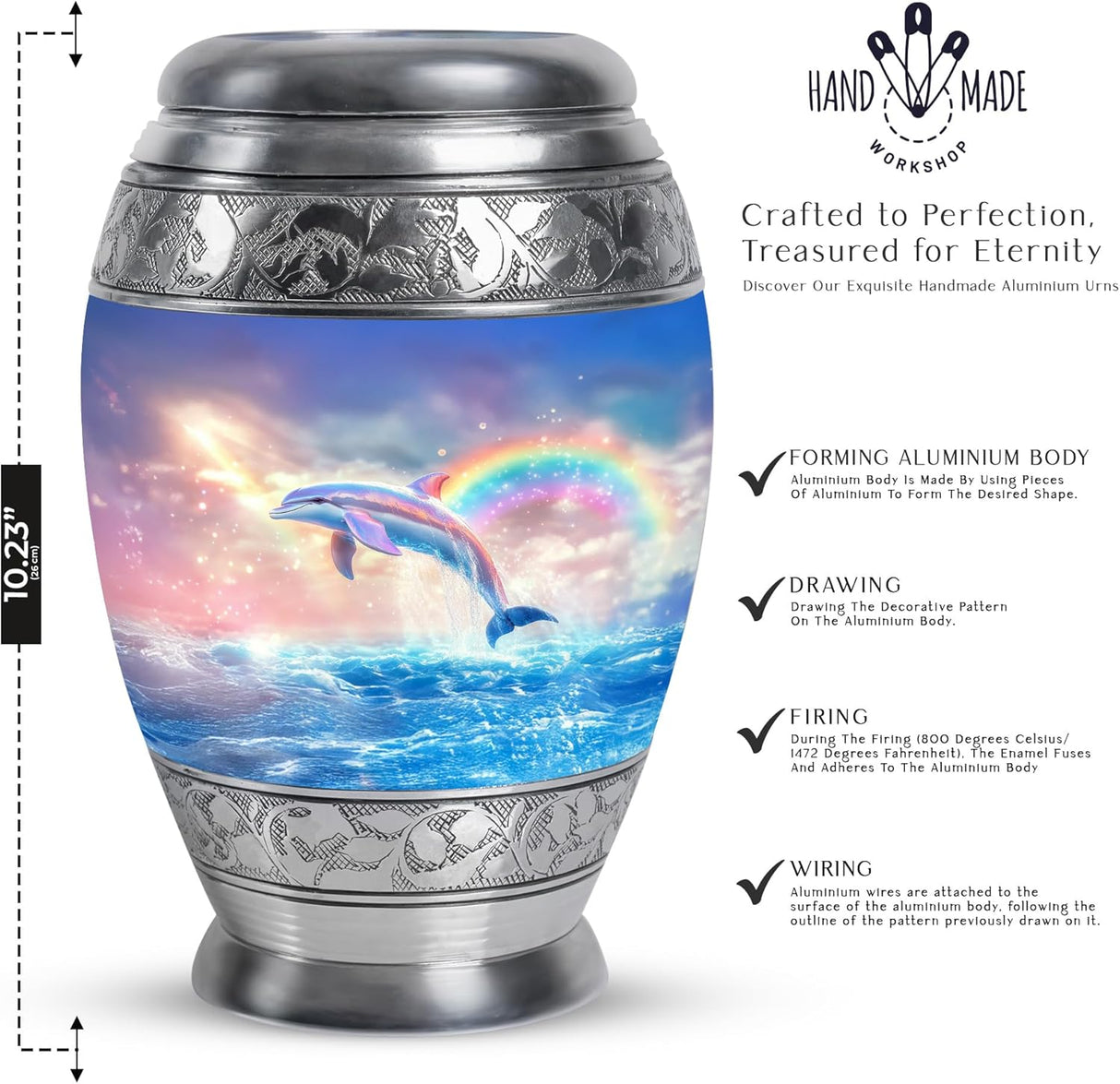 Dolphin Urn for Ashes - Funeral Urns of Human Ashes Adult Female - Cremation Urns for Men & Women - Companion Urn for Mom