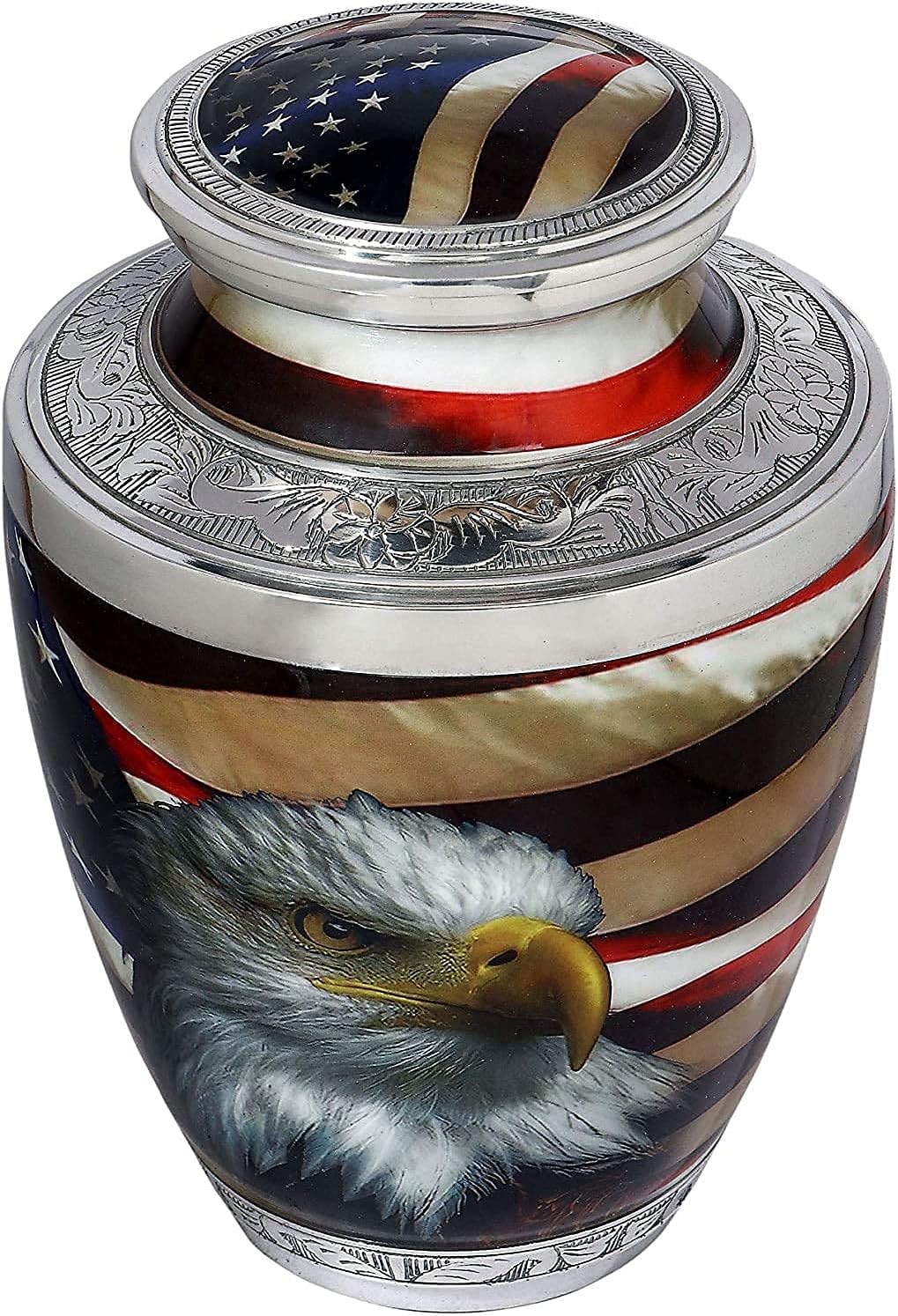 Bold & Divine American Flag Patriotic and Veteran Cremation Urns for Human Ashes Adult Male | Funeral Decorative Urn for Men, Police Dog K9, Army Firefighter