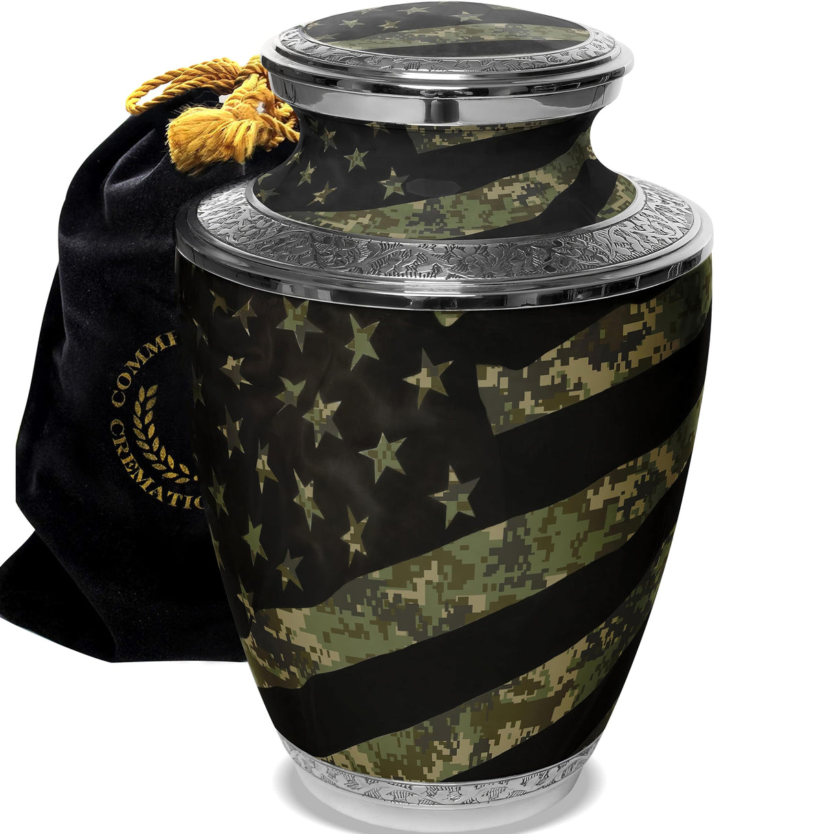 Military Cremation Urn for Ashes Adult Male - Beautifully Handcrafted Decorative Urns & Personalized Army Urns for Human Ashes Adult Man Traditional Camouflage