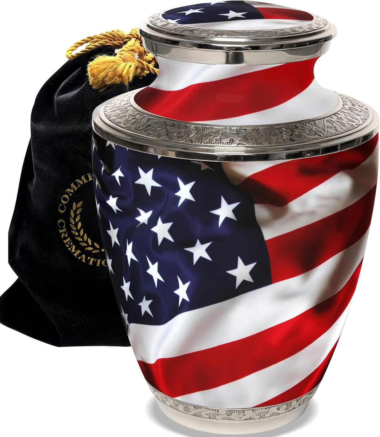 American Flag Cremation Urn for Ashes Adult Male - Beautifully Handcrafted Patriotic & Personalized Cremation Urns for Human Ashes Adult Man for Veteran or Patriot