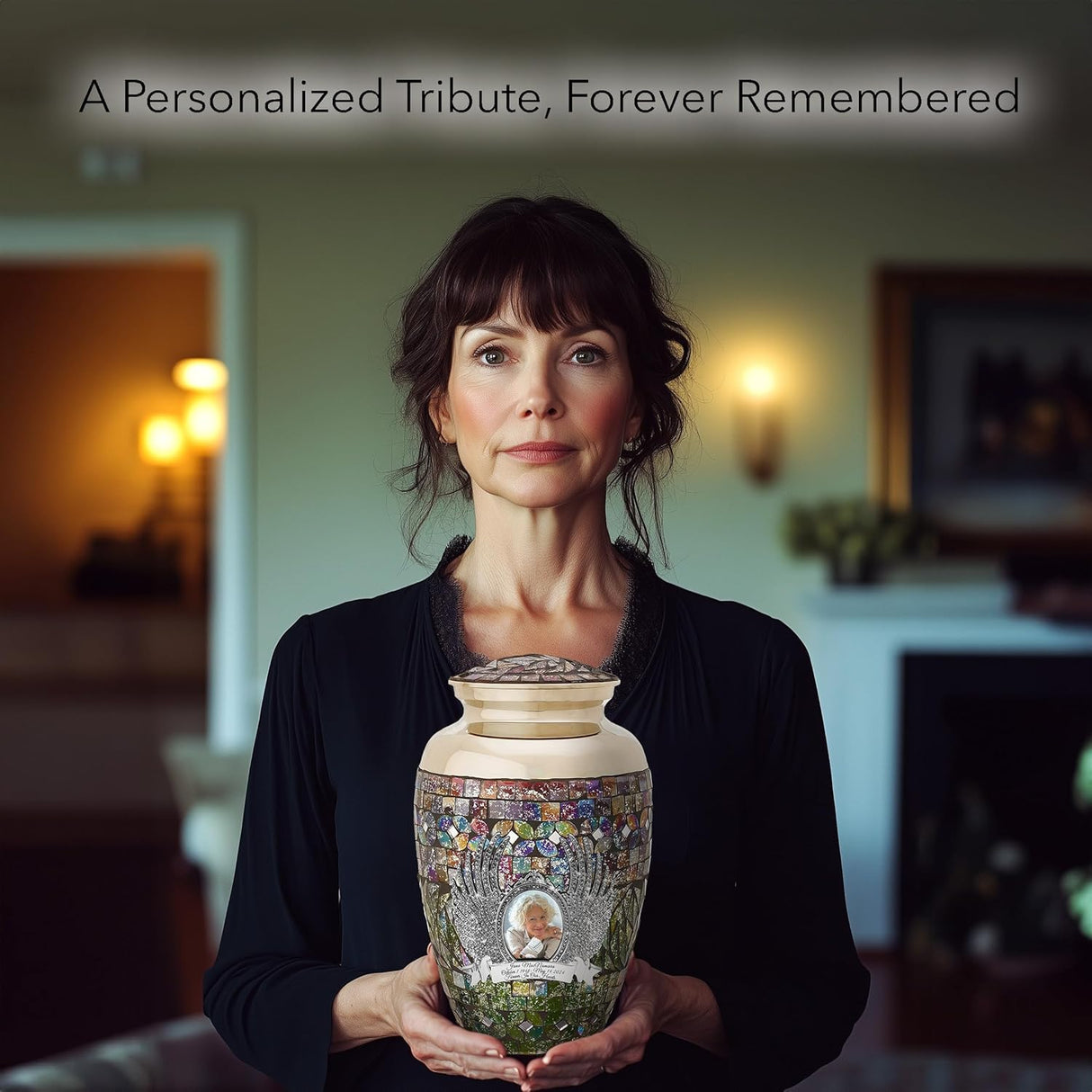 Glass Mosaic Cremation Urn for Ashes for Women - Personalized Cremation Urns for Human Ashes Adult Female Decorative Urns - Beautifully Handcrafted Glass Urn for Women