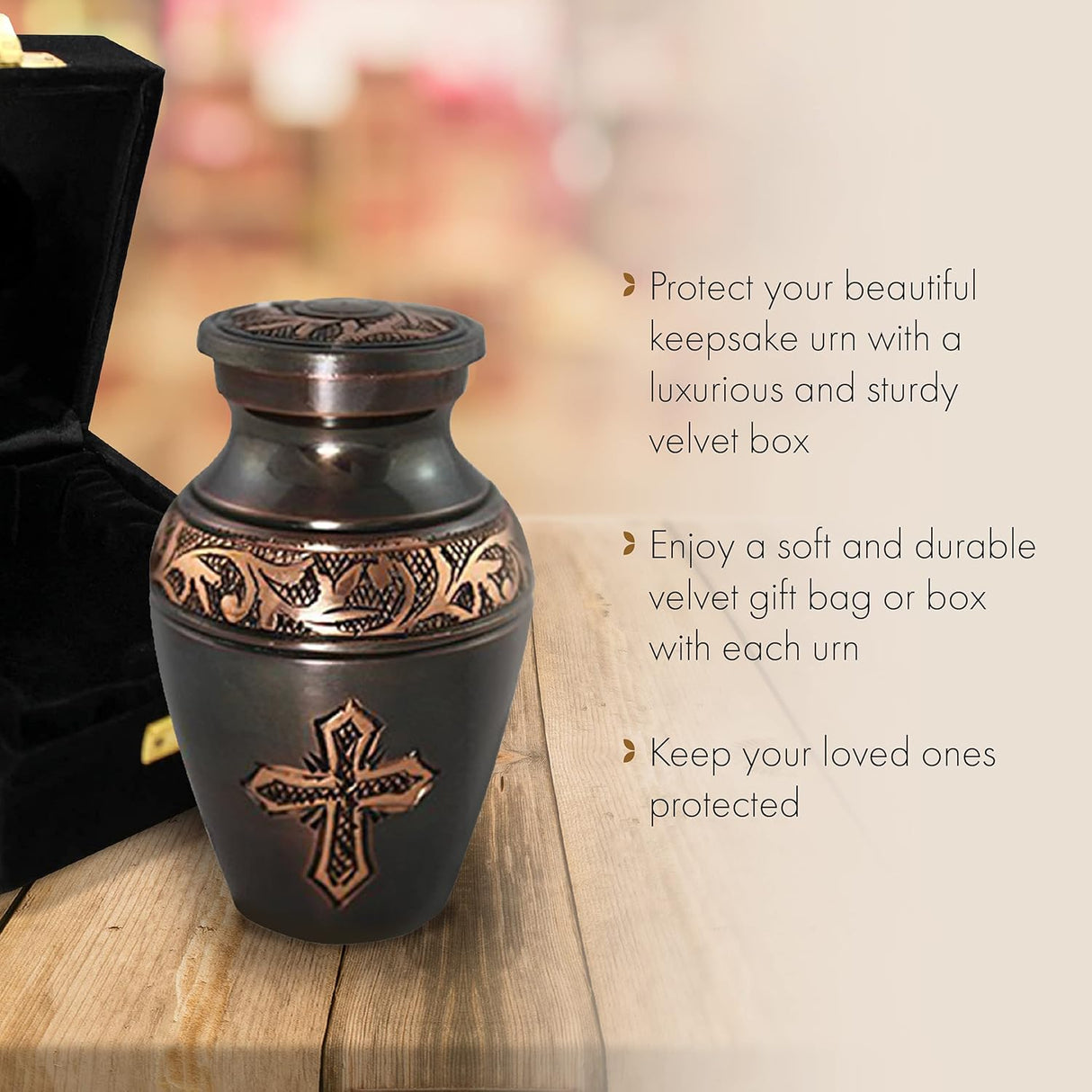 Bronze Cross Cremation Urn for Ashes Adult Male - Personalized Cremation Urns for Human Ashes Adult Man Decorative Urns - Beautifully Handcrafted Cross Urn