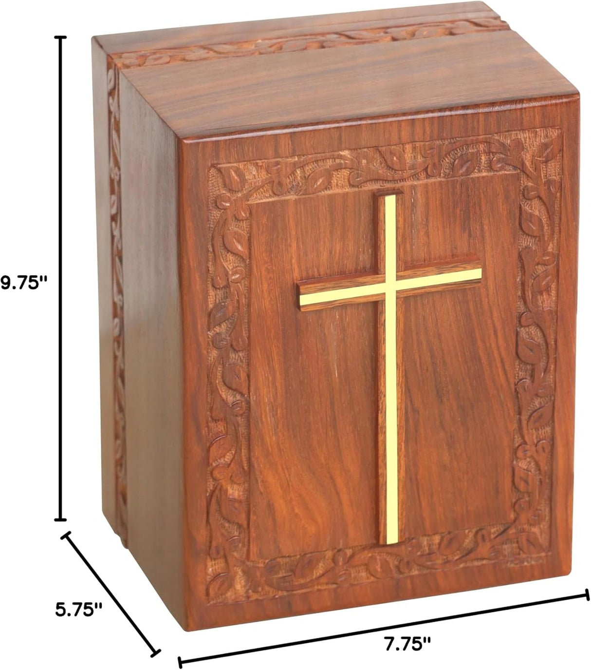 Rosewood Handmade Urn Box for Large Ashes - 280 Cubic Inches with Bottom Opening System