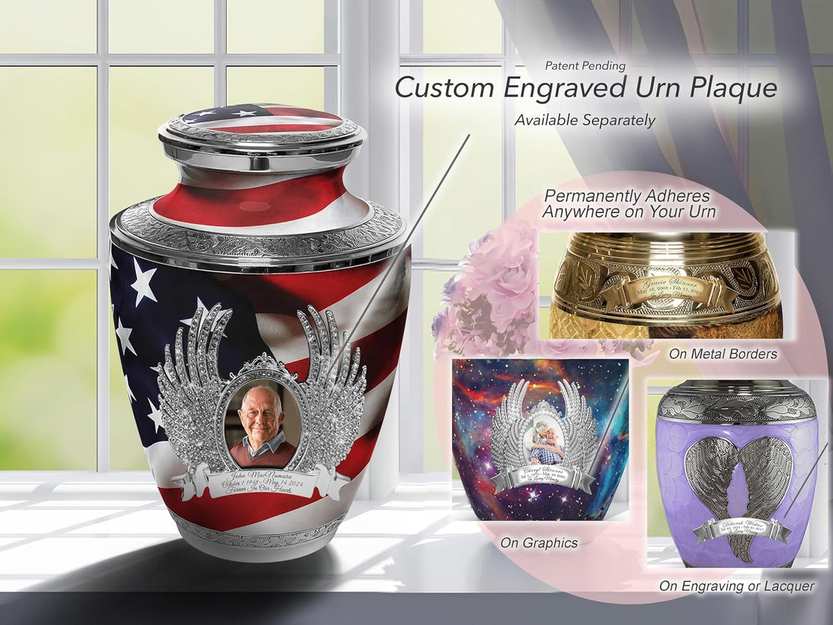 American Flag Cremation Urn for Ashes Adult Male - Beautifully Handcrafted Patriotic & Personalized Cremation Urns for Human Ashes Adult Man for Veteran or Patriot