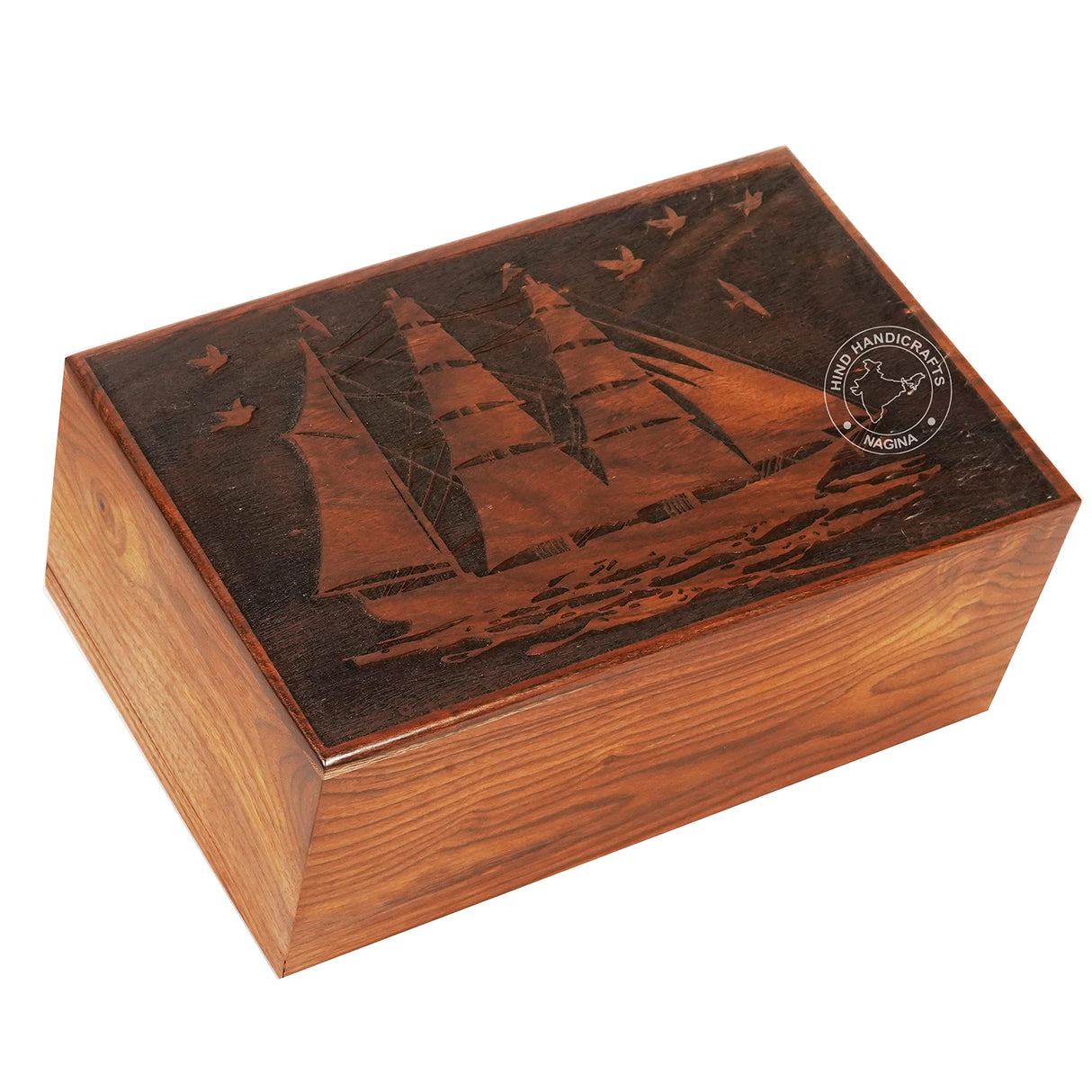 Wooden Box Funeral Cremation Urns for Human Ashes Adult Large - Burial Urns for Columbarium - Tree of Life Flying Bird (250 Cubic Inches, Twin Tree - Heart)