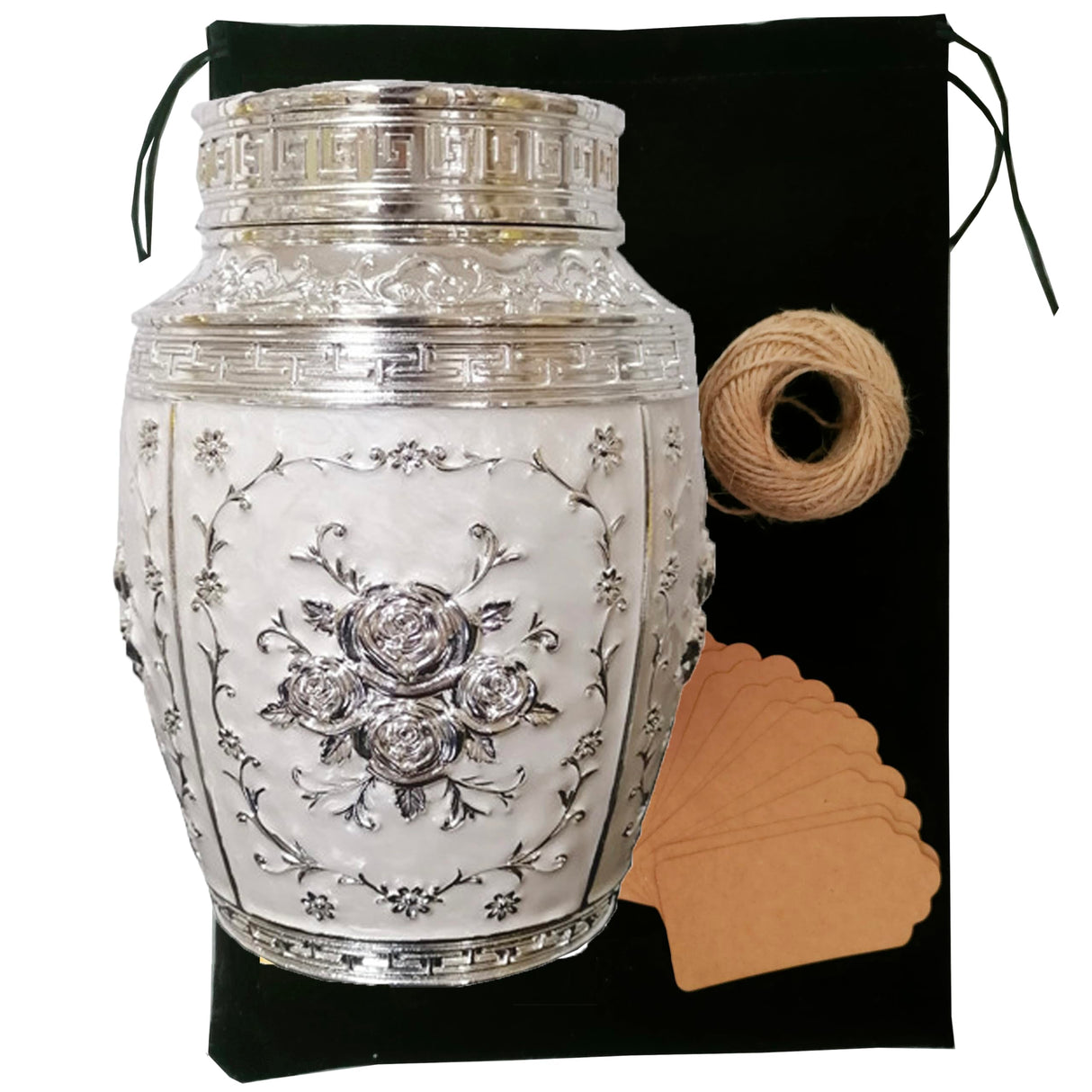 Keepsake Rose Urns for Human Ashes Medium Cremation Burial Urn for Adult Human Ashes Beautiful Zinc Alloy Decorative Funeral Urns, 7.1" H x 4.7" L(Bronze)