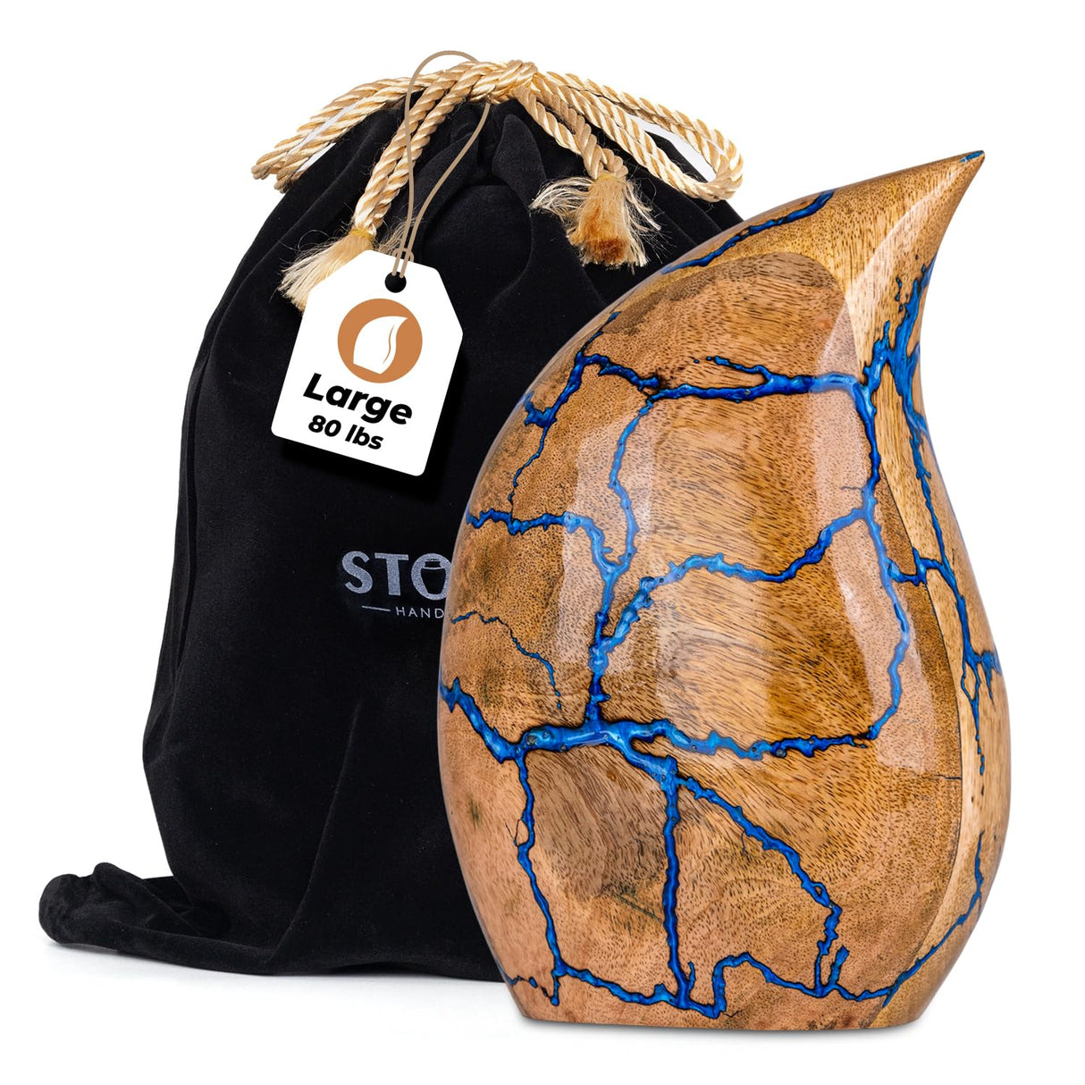 Wooden Cremation Urns for Human Ashes Adult Male 280 Cubic Inches - Urns for Ashes for Women & Men - Blue Urn for Adult Male - Decorative Urn - Burial and Funeral Urn - Blue, Extra Large 280lbs