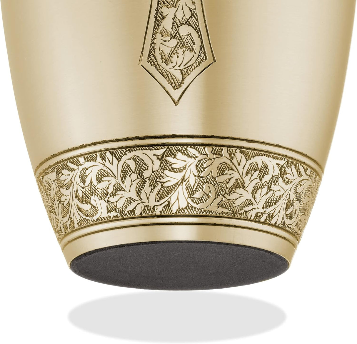 Reminded Adult Cremation Memorial Urn for Human Ashes, Gold Etched Cross Brass Funeral Urn with Velvet Bag