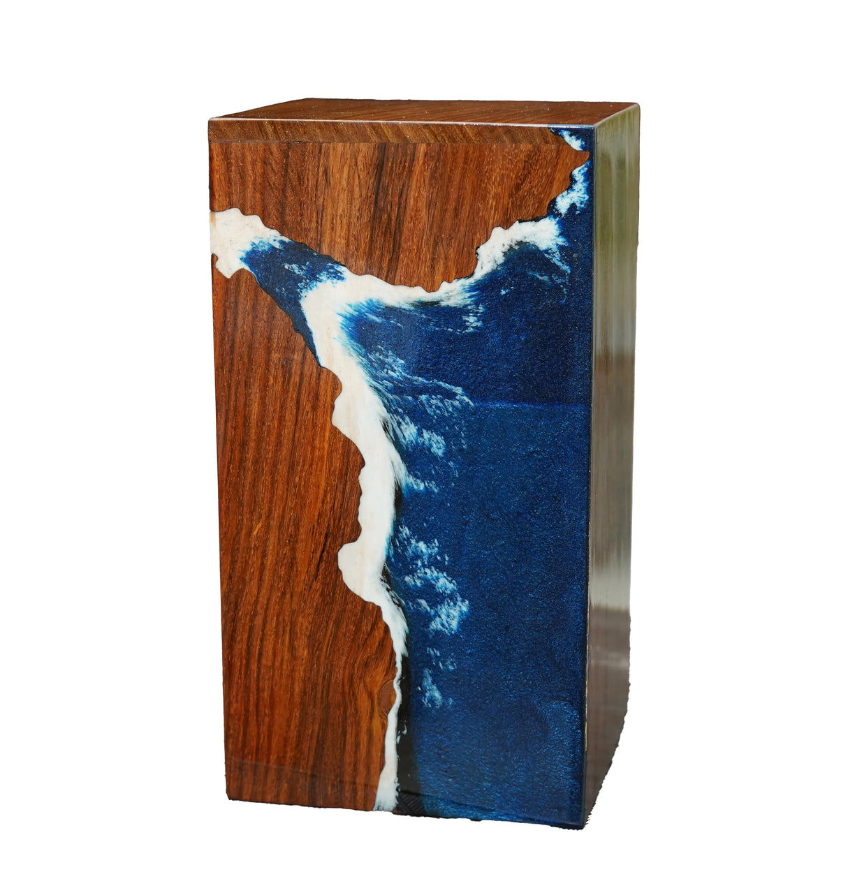 Epoxy Resin Wooden Urns for Human Ashes - Adult Male & Female Cremation Urns (Medium 9'X5.5, 180cu/in)